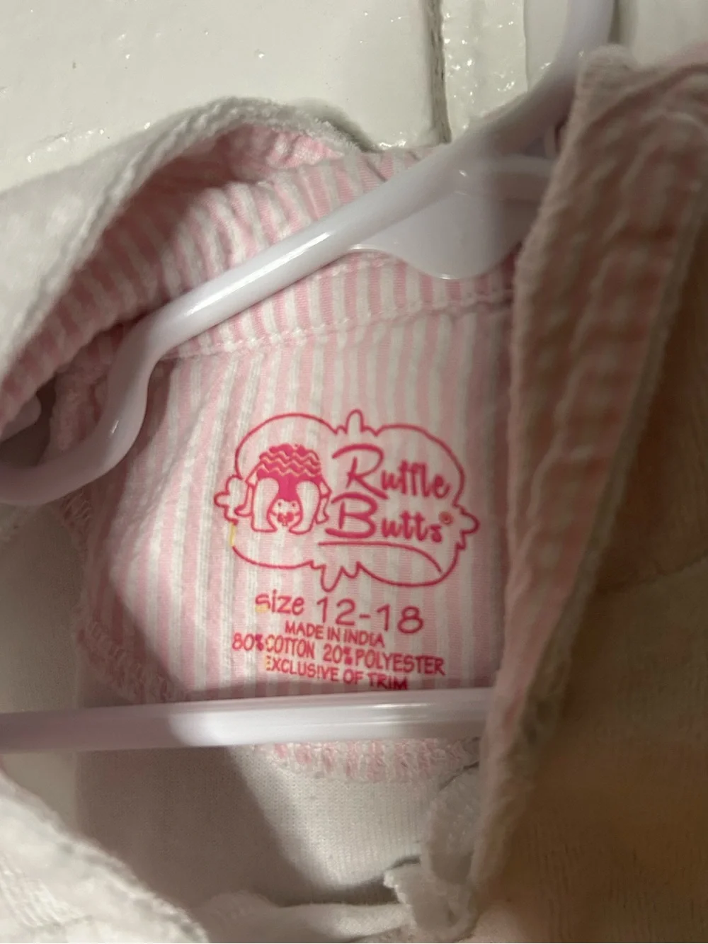 Ruffle Butts White Baby Hoodie with Pink Stripe Lining